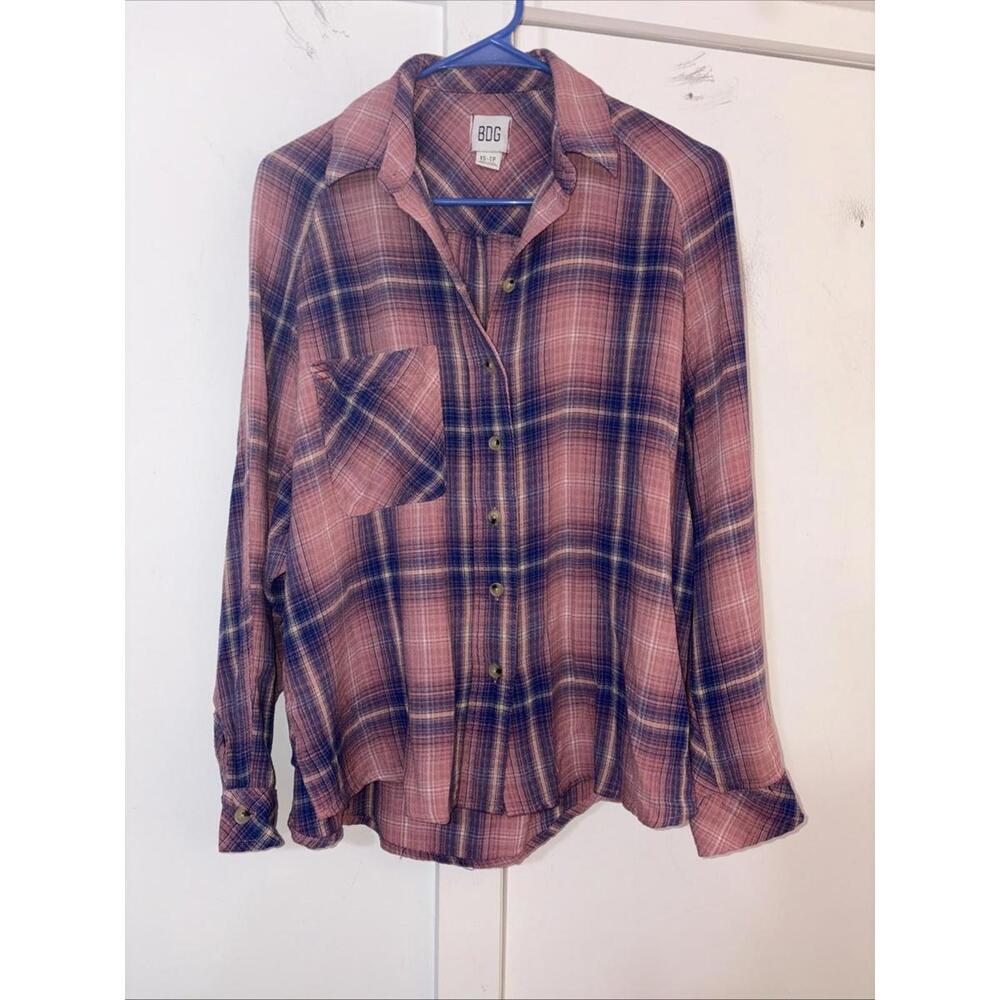 URBAN OUTFITTERS Women's Keanu Lara Plaid Shirt Flannel Pink Blue Size XS New